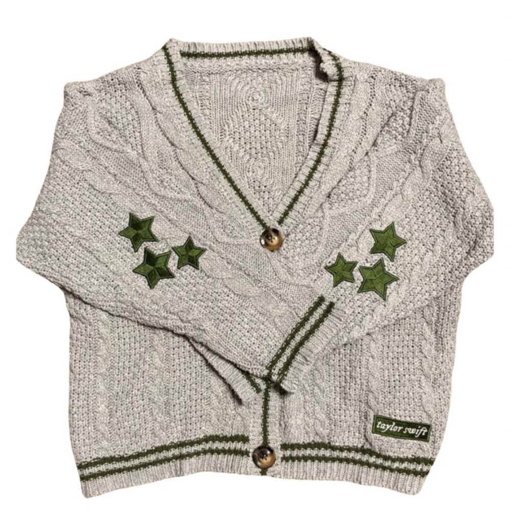 SOLD: Rare Taylor Swift Green Grey Holiday Cardigan XS/S